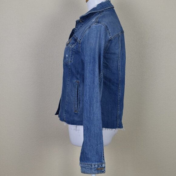Joe's Jeans Distressed Denim Trucker Jacket - Picture 7 of 9